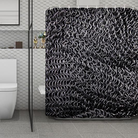 Silver Chainmail Print Polyester Shower Curtain