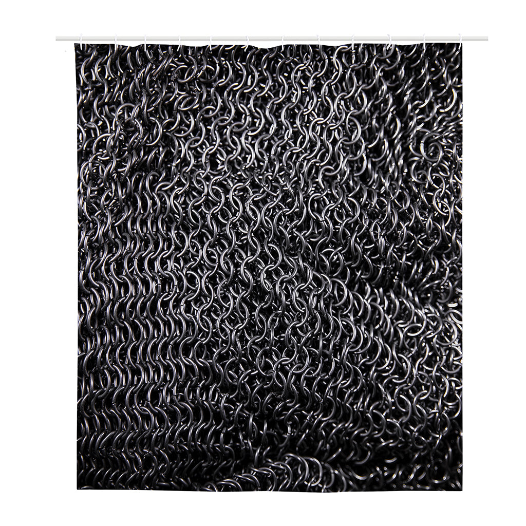 Silver Chainmail Print Polyester Shower Curtain