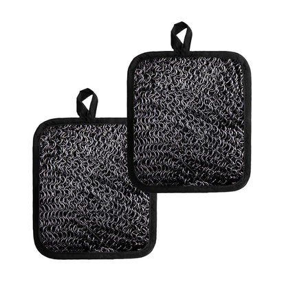 Silver Chainmail Print Pot Holders