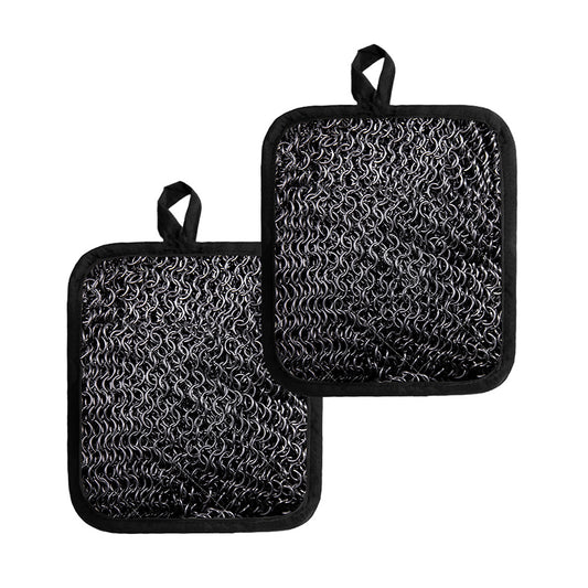 Silver Chainmail Print Pot Holders
