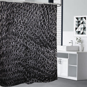 Silver Chainmail Print Premium Shower Curtain