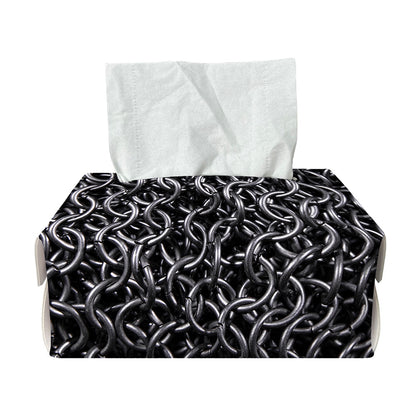 Silver Chainmail Print Rectangle Tissue Box Cover