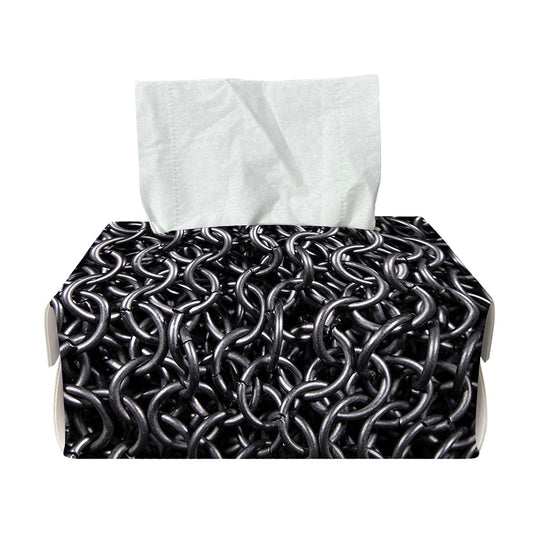 Silver Chainmail Print Rectangle Tissue Box Cover