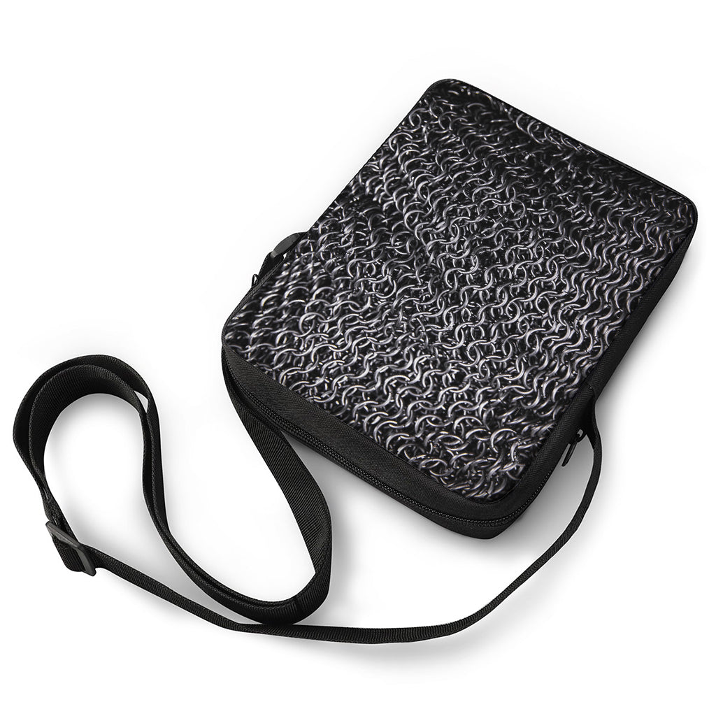 Silver Chainmail Print Rectangular Crossbody Bag