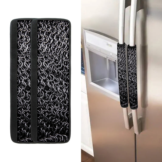 Silver Chainmail Print Refrigerator Handle Covers