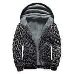 Silver Chainmail Print Sherpa Lined Zip Up Hoodie