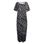 Silver Chainmail Print Short Sleeve Long Nightdress