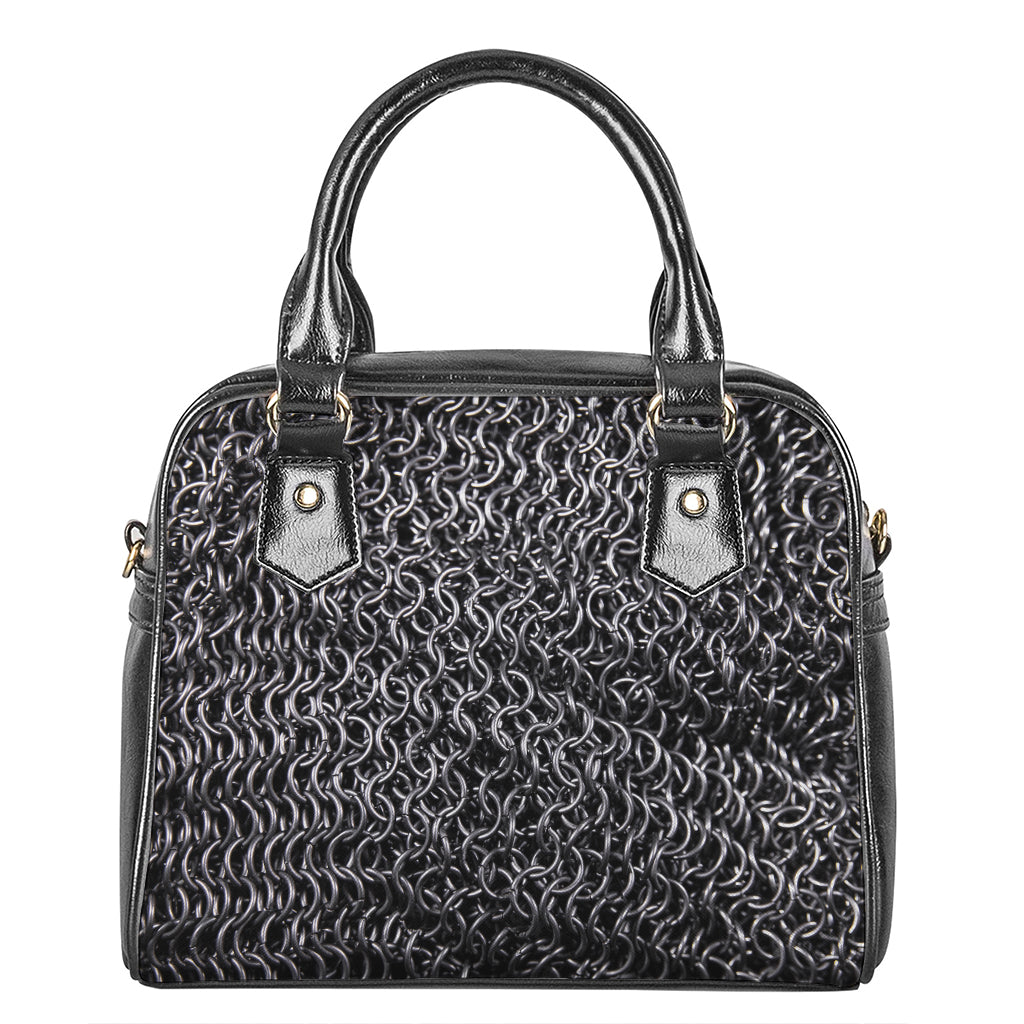 Silver Chainmail Print Shoulder Handbag