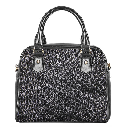 Silver Chainmail Print Shoulder Handbag