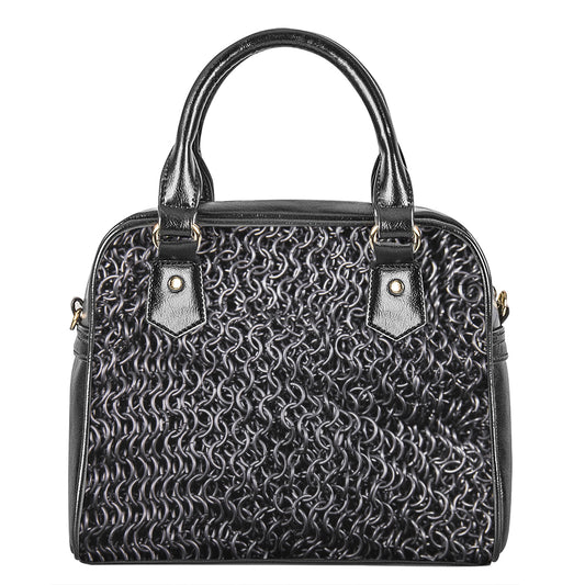 Silver Chainmail Print Shoulder Handbag