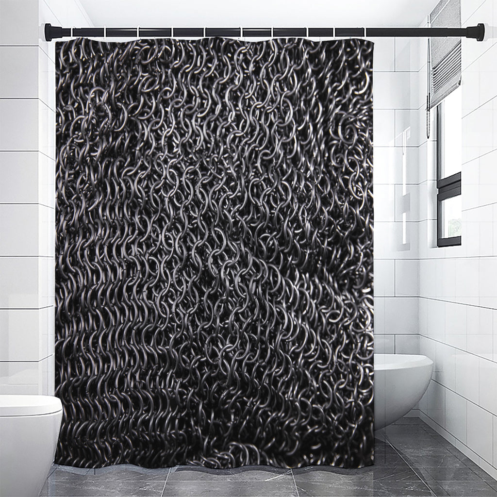 Silver Chainmail Print Shower Curtain