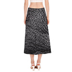 Silver Chainmail Print Side Slit Midi Skirt