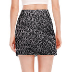 Silver Chainmail Print Side Slit Mini Skirt