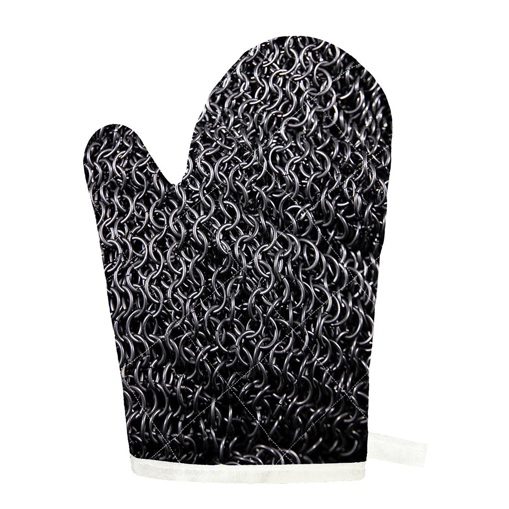 Silver Chainmail Print Single Oven Mitt