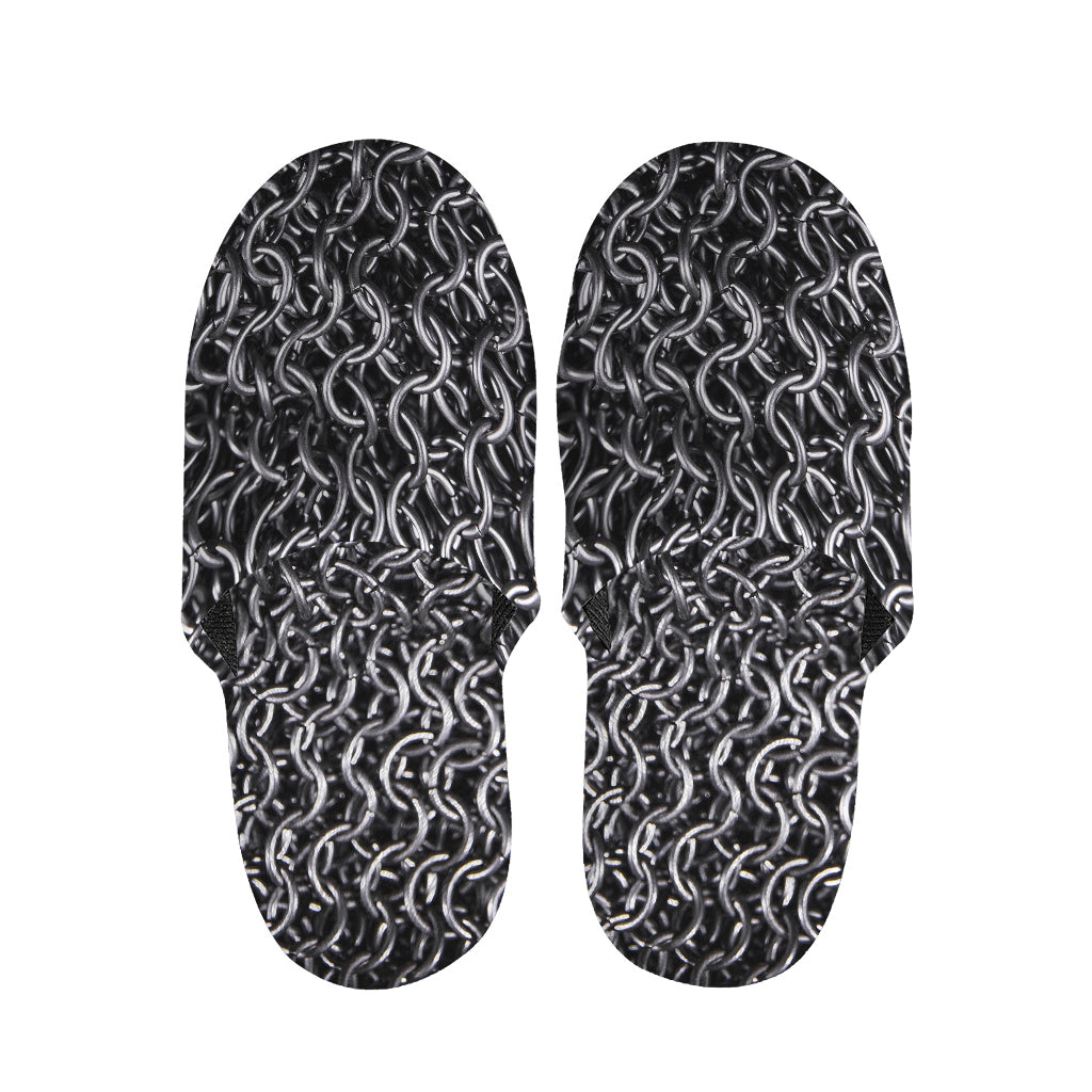 Silver Chainmail Print Slippers
