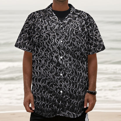 Silver Chainmail Print Textured Short Sleeve Shirt