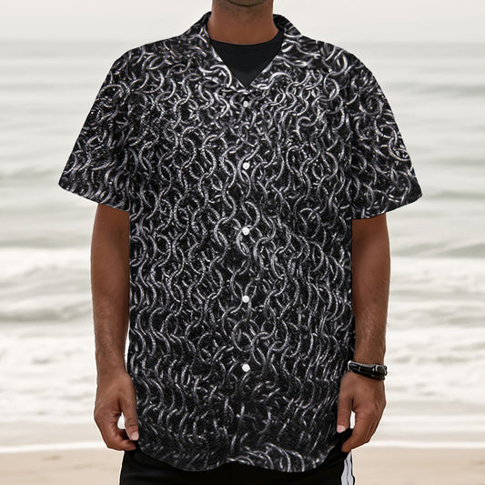 Silver Chainmail Print Textured Short Sleeve Shirt