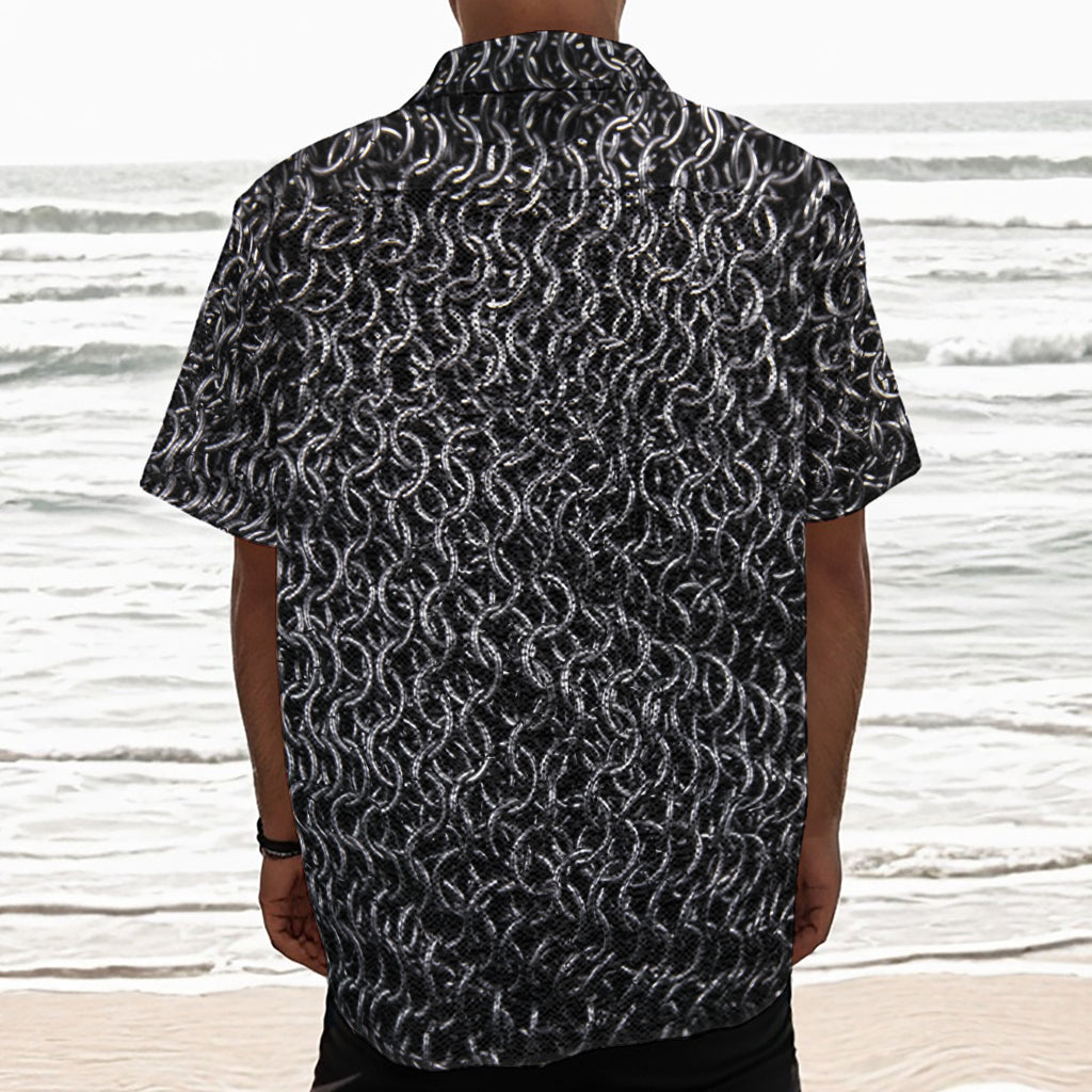 Silver Chainmail Print Textured Short Sleeve Shirt