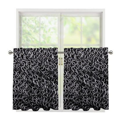 Silver Chainmail Print Tier Curtains