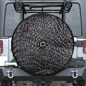 Silver Chainmail Print Tire Cover With Camera Hole