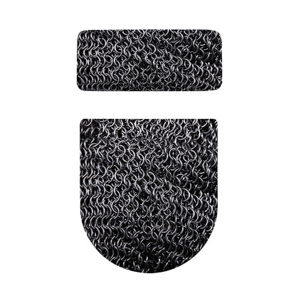 Silver Chainmail Print Toilet Lid And Tank Cover Set