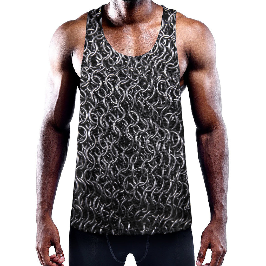 Silver Chainmail Print Training Tank Top