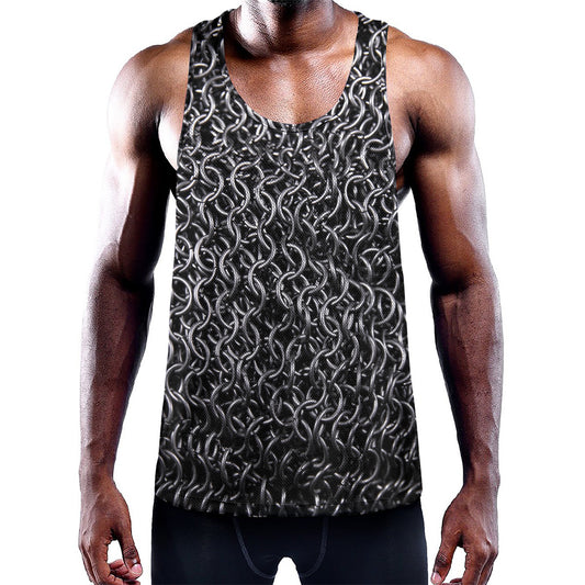 Silver Chainmail Print Training Tank Top