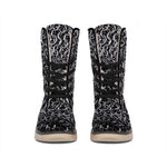 Silver Chainmail Print Winter Boots