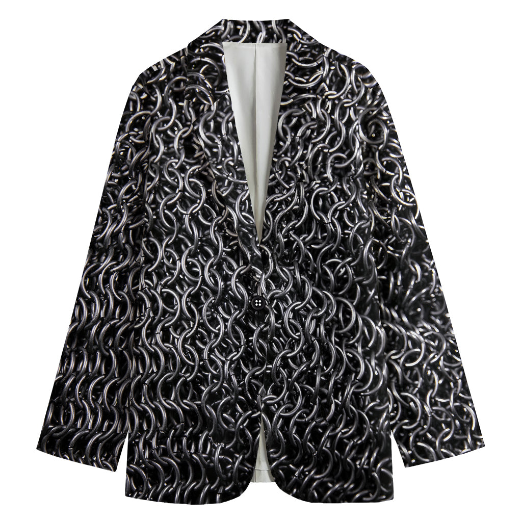 Silver Chainmail Print Women's Blazer