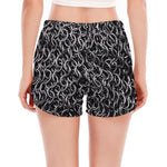 Silver Chainmail Print Women's Split Running Shorts