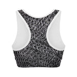 Silver Chainmail Print Women's Sports Bra