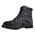 Silver Chainmail Print Padded Collar Lace Up Boots
