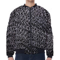 Silver Chainmail Print Zip Sleeve Bomber Jacket