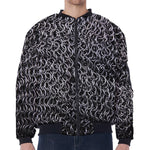 Silver Chainmail Print Zip Sleeve Bomber Jacket