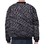 Silver Chainmail Print Zip Sleeve Bomber Jacket