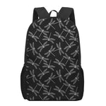 Silver Dragonfly Pattern Print 17 Inch Backpack