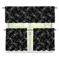 Silver Dragonfly Pattern Print 3 Piece Kitchen Curtains
