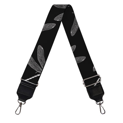 Silver Dragonfly Pattern Print Bag Strap