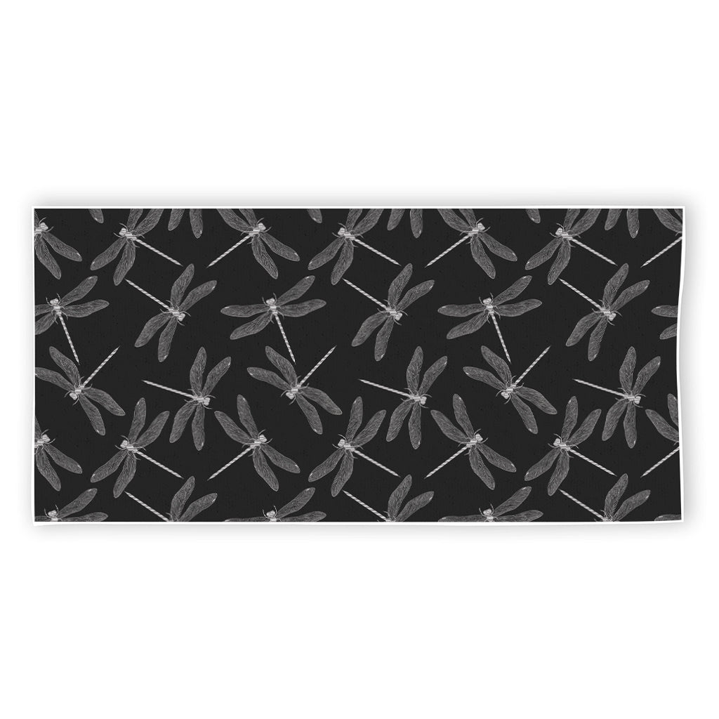 Silver Dragonfly Pattern Print Beach Towel