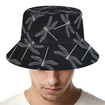 Silver Dragonfly Pattern Print Bucket Hat