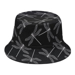 Silver Dragonfly Pattern Print Bucket Hat