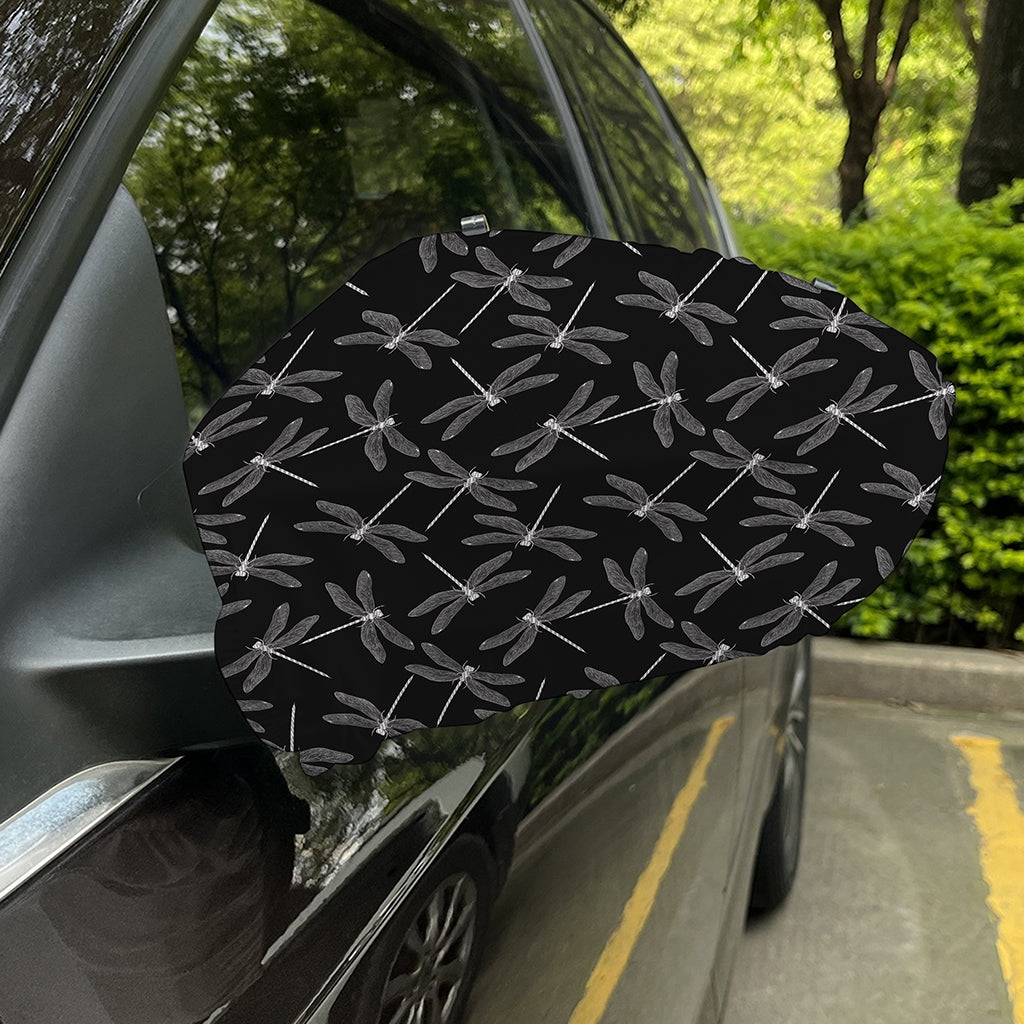 Silver Dragonfly Pattern Print Car Side Mirror Covers