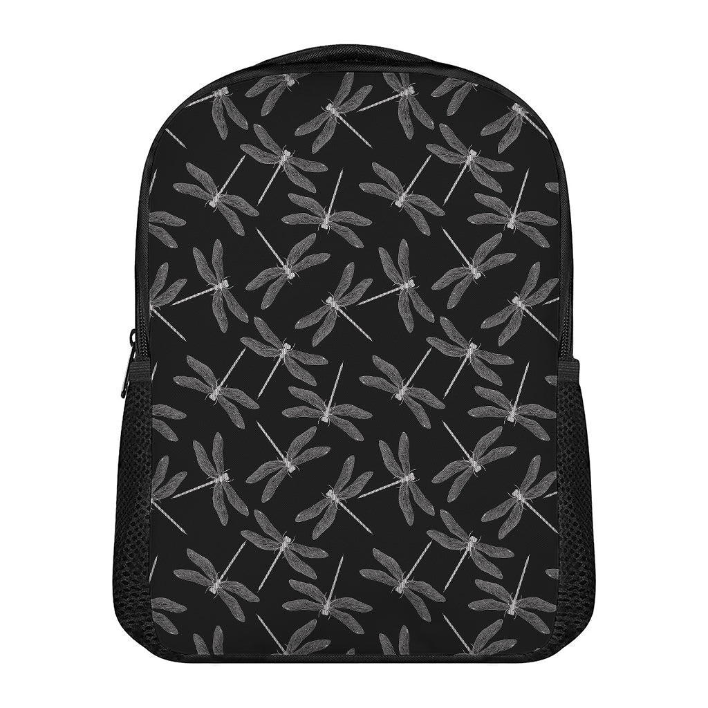 Silver Dragonfly Pattern Print Casual Backpack