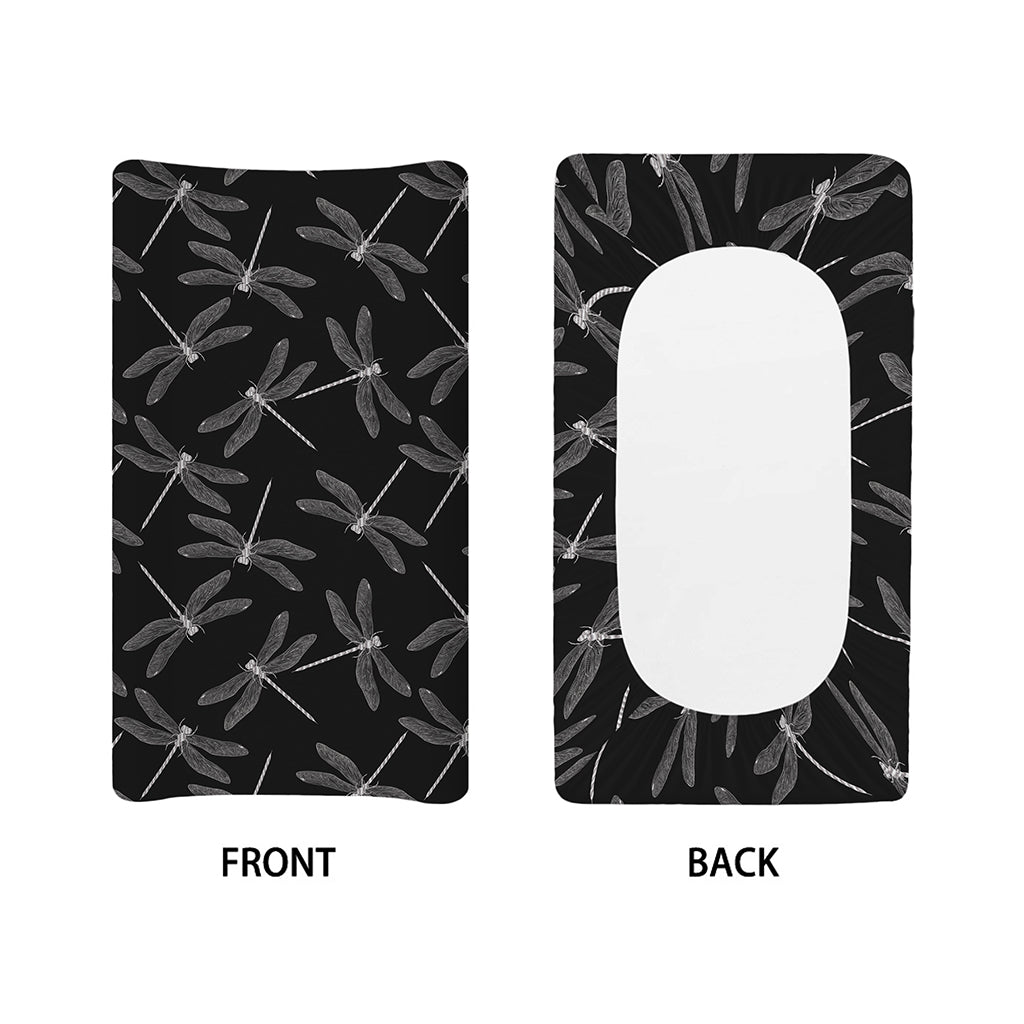 Silver Dragonfly Pattern Print Changing Pad Cover