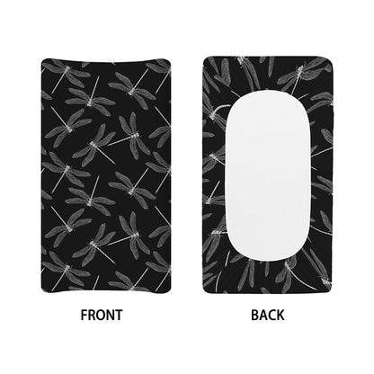 Silver Dragonfly Pattern Print Changing Pad Cover