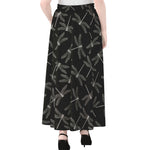 Silver Dragonfly Pattern Print Chiffon Maxi Skirt