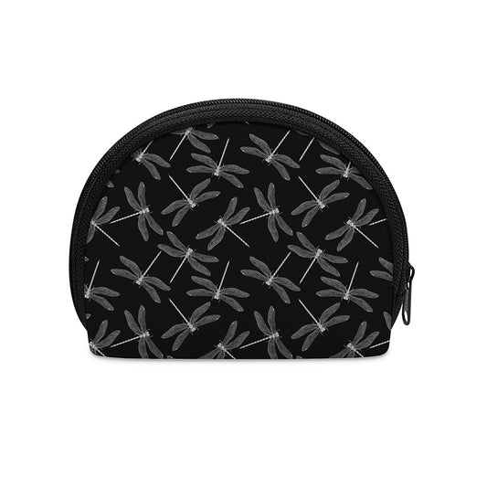 Silver Dragonfly Pattern Print Coin Purse