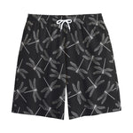 Silver Dragonfly Pattern Print Cotton Shorts