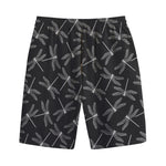 Silver Dragonfly Pattern Print Cotton Shorts
