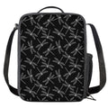 Silver Dragonfly Pattern Print Crossbody Lunch Bag